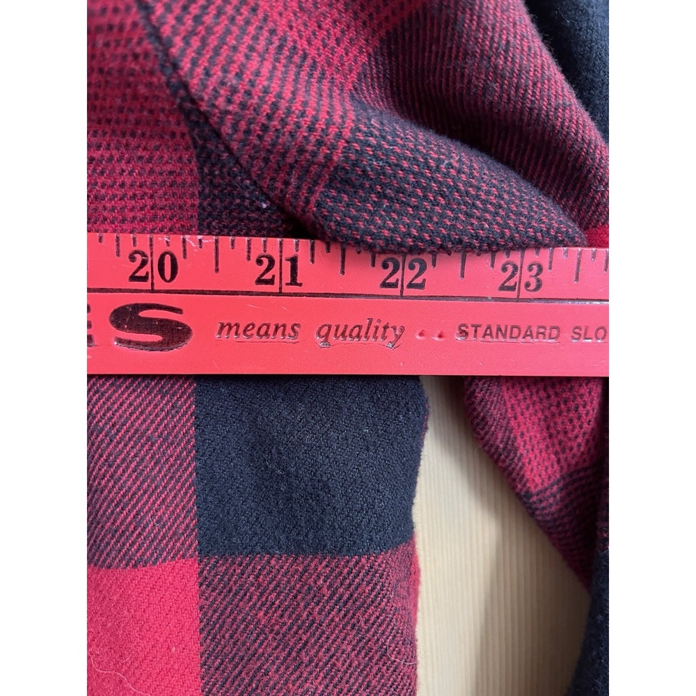 Madewell Flannel Shirt Womens Medium Red Black Buffalo Check Side Button Plaid - Picture 5 of 11